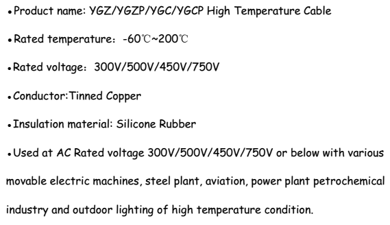 High Temperature Cable YGZ/YGZP/YGC/YGCP multicore cable Silicone Rubber Cable High Temperature Cable YGZ/YGZP/YGC/YGCP multicore cable Silicone Rubber Cable